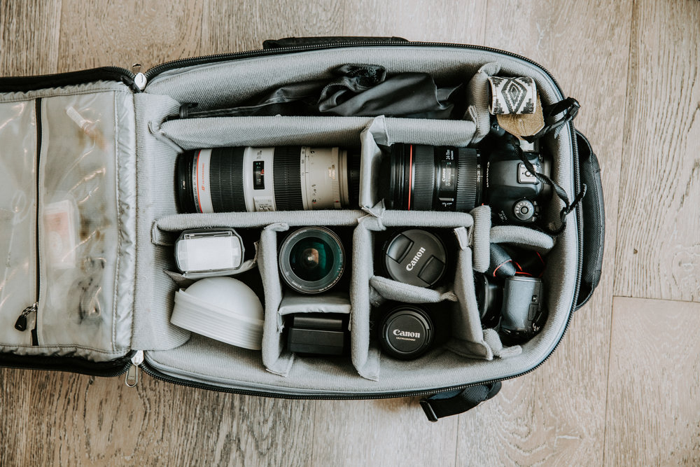  This is my bag fully assembled and ready to rock a wedding. I try and put everything back in the same pocket that way I get a quick read at the end of the night on of all of my gear is coming home with me. 